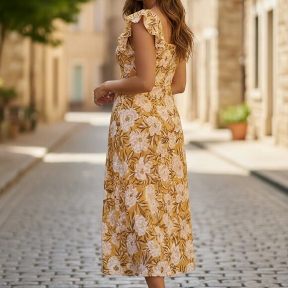 NWT Madewell Angelina Yellow Floral Slip Dress 8 - Picture 2 of 13